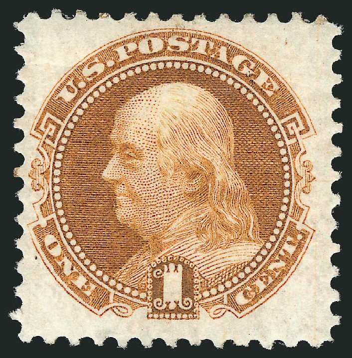 Values of US Stamps Scott Cat. 123: 1c 1875 Pictorial Re-issue Franklin. Robert Siegel Auction Galleries, Mar 2012, Sale 1021, Lot 333