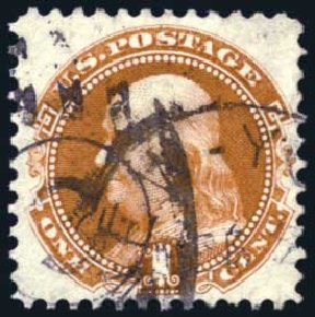US Stamp Price Scott Catalogue 123 - 1c 1875 Pictorial Re-issue Franklin. Harmer-Schau Auction Galleries, May 2014, Sale 101, Lot 126