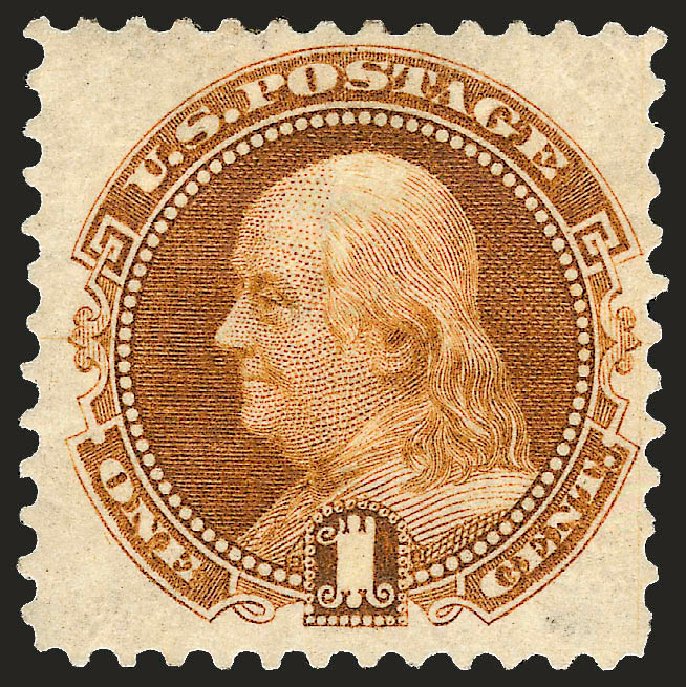 US Stamp Value Scott Catalogue # 123 - 1875 1c Pictorial Re-issue Franklin. Robert Siegel Auction Galleries, Oct 2008, Sale 963, Lot 706