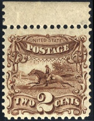Value of US Stamp Scott Cat. # 124 - 1875 2c Pictorial Re-issue Horse Rider. Cherrystone Auctions, Mar 2008, Sale 200803, Lot 168