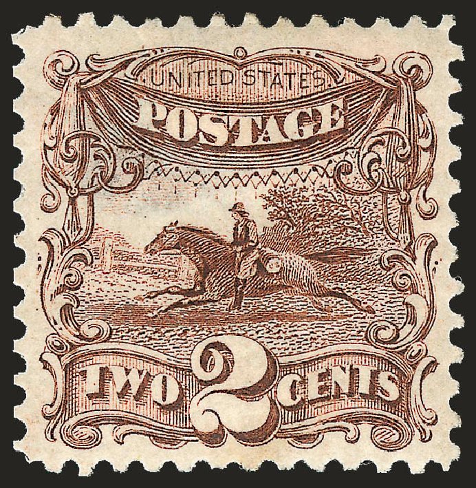 Costs of US Stamps Scott Catalog #124: 2c 1875 Pictorial Re-issue Horse Rider. Robert Siegel Auction Galleries, Jun 2009, Sale 975, Lot 1368