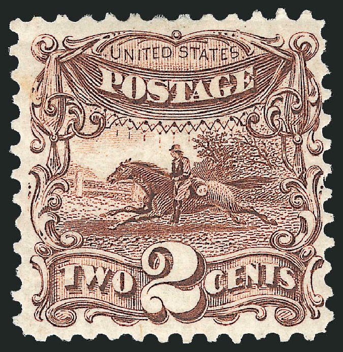 US Stamps Value Scott #124: 1875 2c Pictorial Re-issue Horse Rider. Robert Siegel Auction Galleries, Jun 2009, Sale 975, Lot 1369