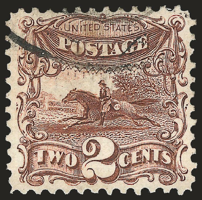 Cost of US Stamps Scott Catalog #124 - 1875 2c Pictorial Re-issue Horse Rider. Robert Siegel Auction Galleries, Apr 2010, Sale 984, Lot 439