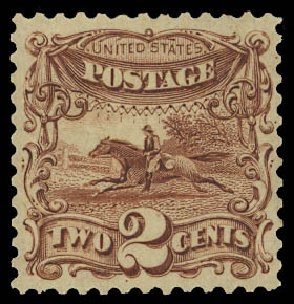 Costs of US Stamps Scott Catalogue # 124 - 2c 1875 Pictorial Re-issue Horse Rider. Daniel Kelleher Auctions, Jul 2011, Sale 625, Lot 761