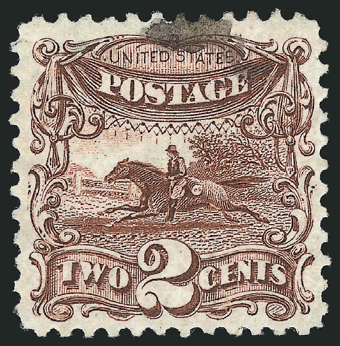 US Stamps Prices Scott Cat. # 124: 2c 1875 Pictorial Re-issue Horse Rider. Robert Siegel Auction Galleries, Oct 2011, Sale 1013, Lot 254