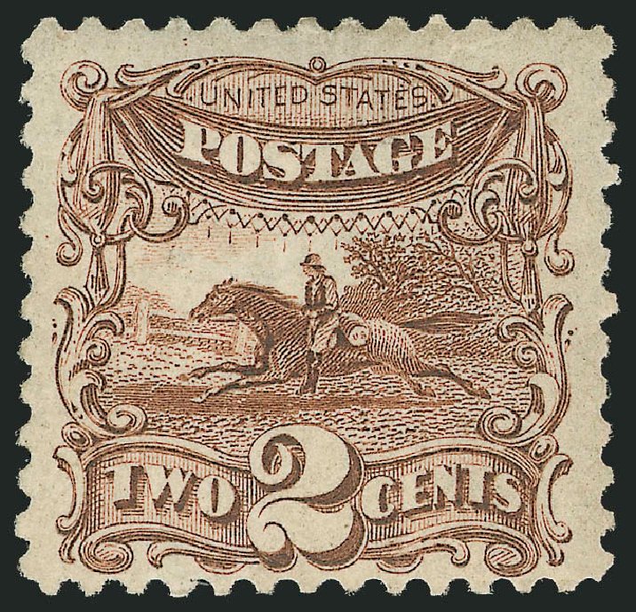 US Stamps Prices Scott Cat. #124 - 1875 2c Pictorial Re-issue Horse Rider. Robert Siegel Auction Galleries, Oct 2010, Sale 997, Lot 5494
