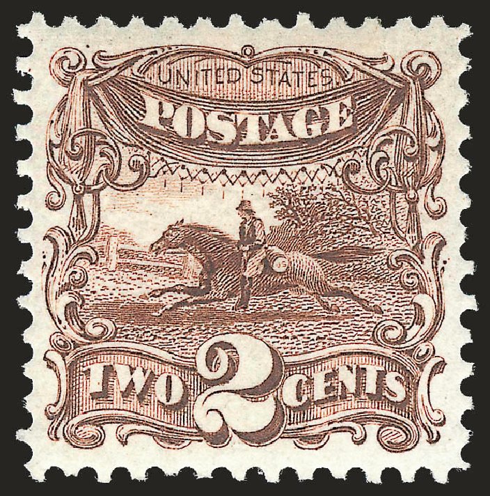 Price of US Stamp Scott #124: 2c 1875 Pictorial Re-issue Horse Rider. Robert Siegel Auction Galleries, Apr 2009, Sale 972, Lot 3125