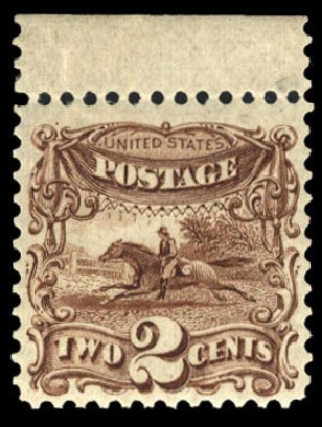 US Stamp Prices Scott Catalogue #124 - 2c 1875 Pictorial Re-issue Horse Rider. Cherrystone Auctions, Mar 2010, Sale 201003, Lot 112
