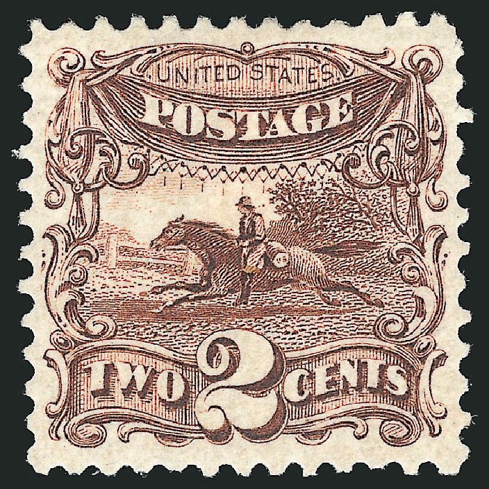 Values of US Stamp Scott 124 - 2c 1875 Pictorial Re-issue Horse Rider. Robert Siegel Auction Galleries, Oct 2011, Sale 1014, Lot 1323