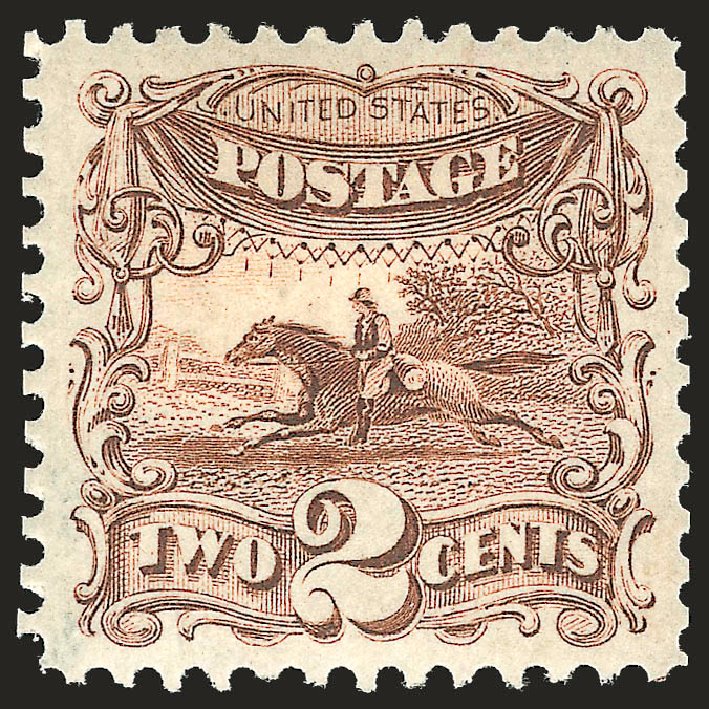 Value of US Stamps Scott Catalogue # 124: 2c 1875 Pictorial Re-issue Horse Rider. Robert Siegel Auction Galleries, Sep 2009, Sale 976, Lot 1483
