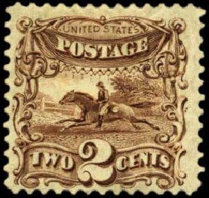 Cost of US Stamp Scott # 124: 2c 1875 Pictorial Re-issue Horse Rider. Harmer-Schau Auction Galleries, Feb 2012, Sale 92, Lot 936