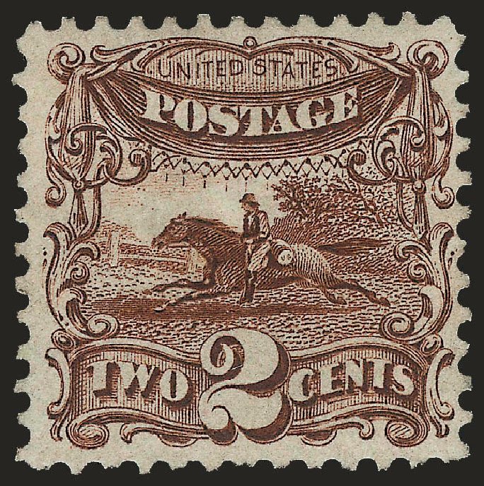 Price of US Stamps Scott Cat. 124 - 2c 1875 Pictorial Re-issue Horse Rider. Robert Siegel Auction Galleries, Apr 2010, Sale 984, Lot 436