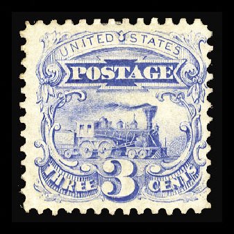 Price of US Stamp Scott Cat. 125: 3c 1875 Pictorial Re-issue Locomotive. Cherrystone Auctions, Jun 2014, Sale 201406, Lot 67