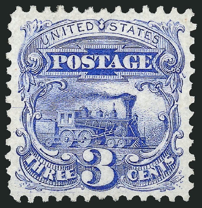 Cost of US Stamps Scott Catalog #125 - 3c 1875 Pictorial Re-issue Locomotive. Robert Siegel Auction Galleries, Sep 2008, Sale 962, Lot 2407