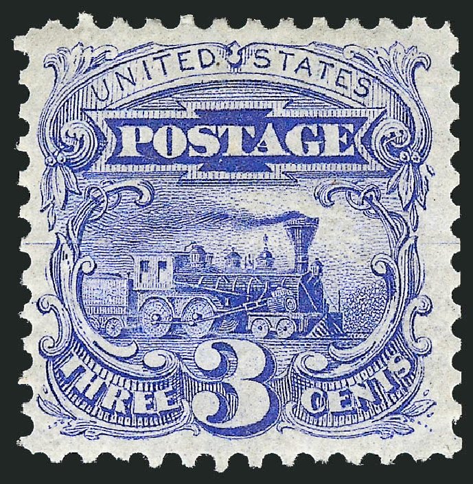 Value of US Stamp Scott Catalogue 125: 3c 1875 Pictorial Re-issue Locomotive. Robert Siegel Auction Galleries, Sep 2009, Sale 976, Lot 1487