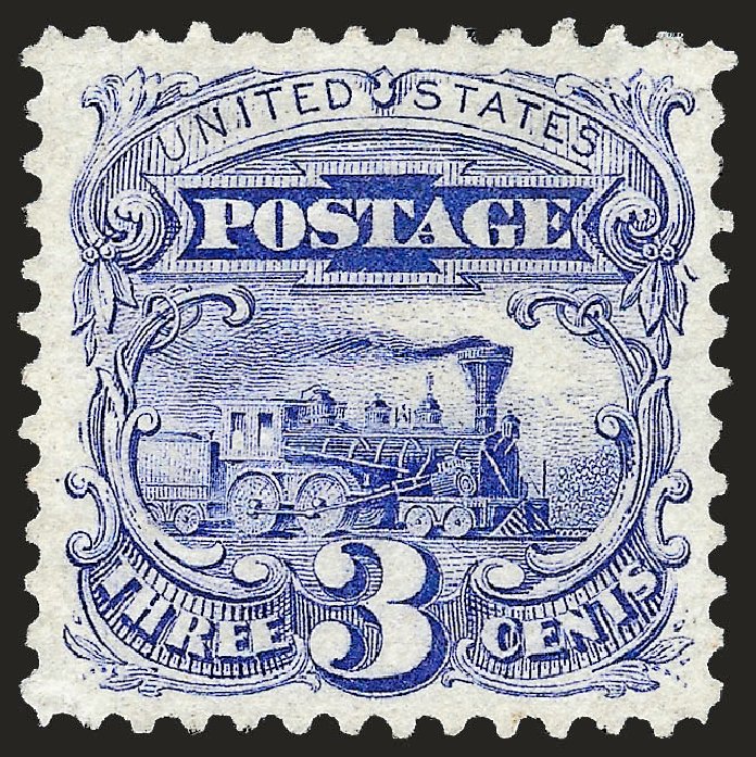 Price of US Stamps Scott Catalogue # 125 - 3c 1875 Pictorial Re-issue Locomotive. Robert Siegel Auction Galleries, Oct 2008, Sale 963, Lot 708