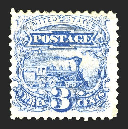 Prices of US Stamps Scott Cat. #125 - 1875 3c Pictorial Re-issue Locomotive. Spink Shreves Galleries, Mar 2013, Sale 142, Lot 198