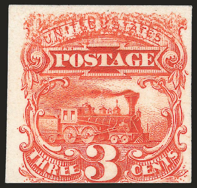 Price of US Stamp Scott Catalogue # 125 - 1875 3c Pictorial Re-issue Locomotive. Robert Siegel Auction Galleries, Jun 2009, Sale 975, Lot 1020