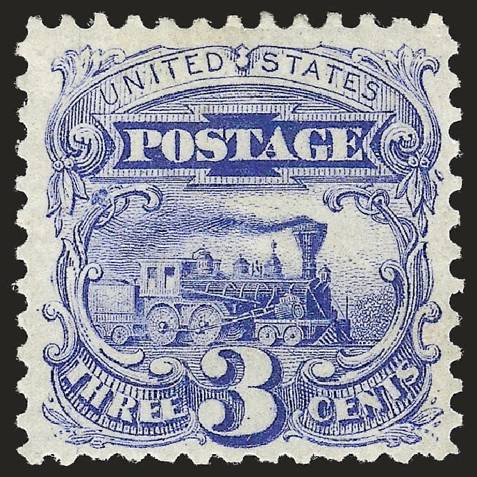 Costs of US Stamps Scott Catalogue 125: 3c 1875 Pictorial Re-issue Locomotive. Robert Siegel Auction Galleries, Apr 2010, Sale 984, Lot 440