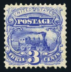 Price of US Stamp Scott Cat. 125: 1875 3c Pictorial Re-issue Locomotive. Harmer-Schau Auction Galleries, Aug 2014, Sale 102, Lot 1771