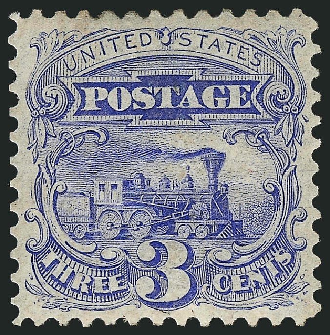 Costs of US Stamp Scott Catalogue #125: 3c 1875 Pictorial Re-issue Locomotive. Robert Siegel Auction Galleries, Apr 2010, Sale 984, Lot 441