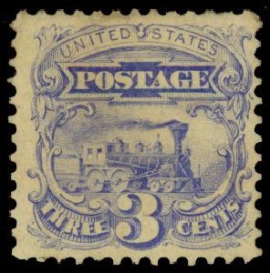 Prices of US Stamp Scott Catalogue #125 - 1875 3c Pictorial Re-issue Locomotive. Daniel Kelleher Auctions, Dec 2013, Sale 640, Lot 142