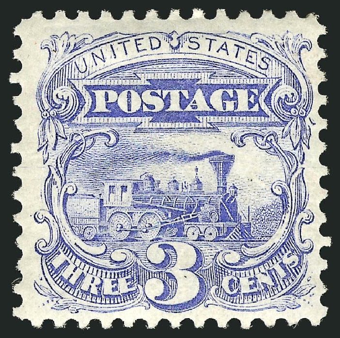 Cost of US Stamp Scott Cat. #125: 1875 3c Pictorial Re-issue Locomotive. Robert Siegel Auction Galleries, Nov 2013, Sale 1057, Lot 692