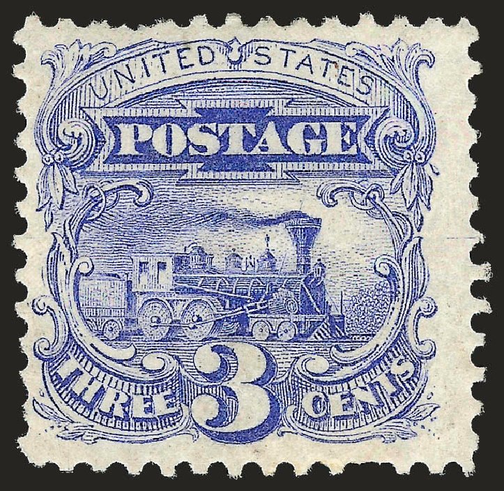 US Stamp Price Scott Catalogue 125 - 1875 3c Pictorial Re-issue Locomotive. Robert Siegel Auction Galleries, Apr 2010, Sale 984, Lot 442