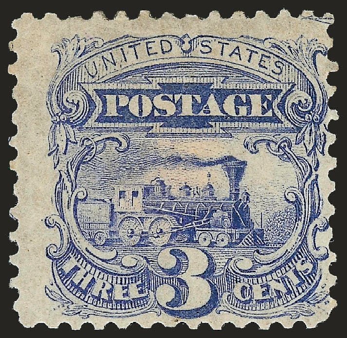 Costs of US Stamp Scott Catalog 125: 1875 3c Pictorial Re-issue Locomotive. Robert Siegel Auction Galleries, Dec 2009, Sale 982, Lot 5373