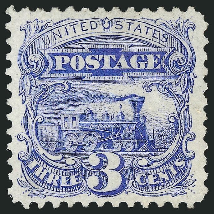 US Stamps Price Scott Catalog #125: 1875 3c Pictorial Re-issue Locomotive. Robert Siegel Auction Galleries, Jun 2012, Sale 1026, Lot 1276