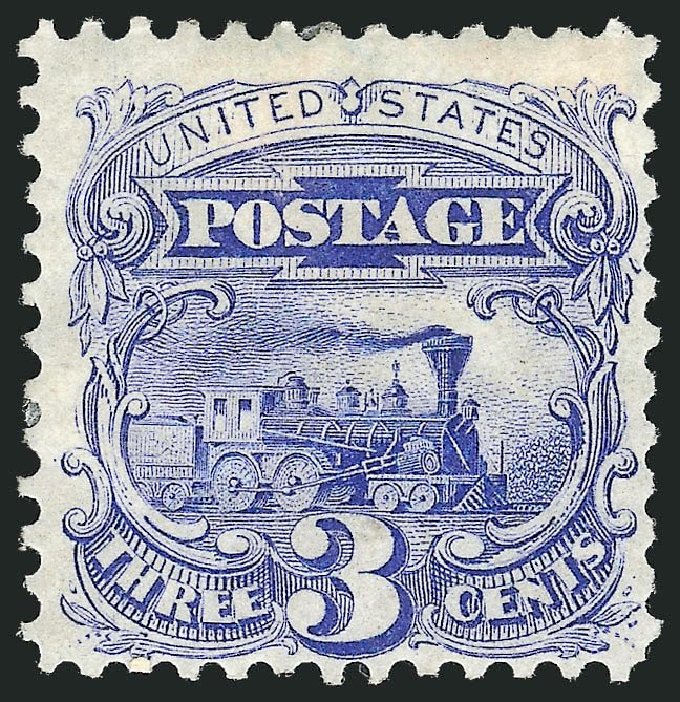 US Stamps Value Scott 125 - 3c 1875 Pictorial Re-issue Locomotive. Robert Siegel Auction Galleries, Nov 2013, Sale 1061, Lot 3556