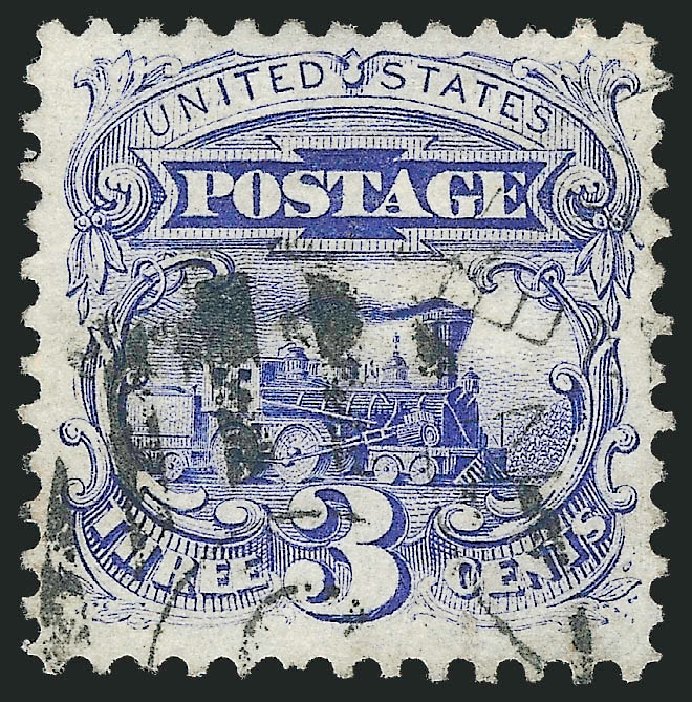 US Stamp Values Scott Cat. #125: 3c 1875 Pictorial Re-issue Locomotive. Robert Siegel Auction Galleries, Dec 2013, Sale 1062, Lot 336