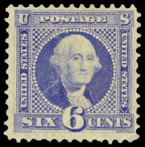 Value of US Stamps Scott 126 - 1875 6c Pictorial Re-issue Washington. Daniel Kelleher Auctions, Apr 2013, Sale 636, Lot 147