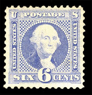 Values of US Stamps Scott Catalog #126 - 6c 1875 Pictorial Re-issue Washington. Cherrystone Auctions, Apr 2011, Sale 201104, Lot 1009