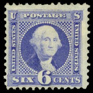 Value of US Stamp Scott Cat. #126 - 1875 6c Pictorial Re-issue Washington. Daniel Kelleher Auctions, Dec 2014, Sale 661, Lot 130