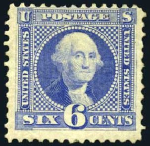 US Stamp Value Scott #126 - 1875 6c Pictorial Re-issue Washington. Harmer-Schau Auction Galleries, Oct 2008, Sale 79, Lot 102