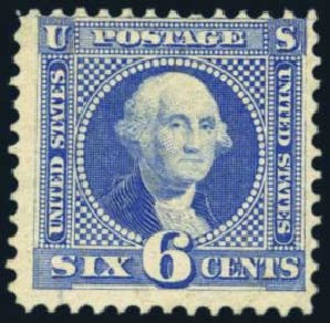 US Stamp Values Scott 126: 1875 6c Pictorial Re-issue Washington. Harmer-Schau Auction Galleries, May 2013, Sale 97, Lot 342