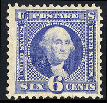 US Stamp Price Scott Catalogue # 126 - 1875 6c Pictorial Re-issue Washington. Cherrystone Auctions, May 2008, Sale 200805, Lot 163