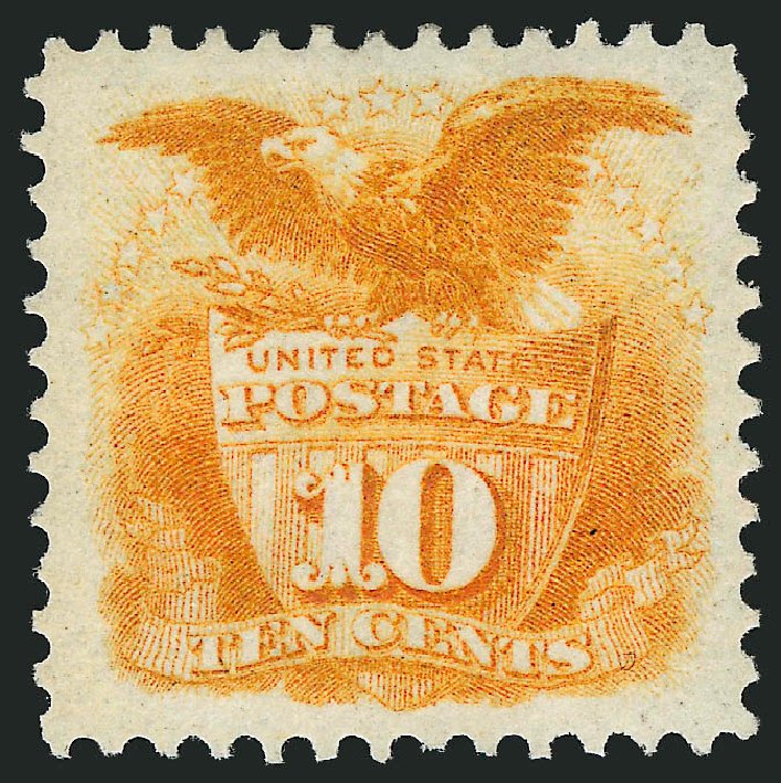 Values of US Stamp Scott Catalog #127 - 10c 1875 Pictorial Re-issue Shield Eagle. Robert Siegel Auction Galleries, Mar 2012, Sale 1019, Lot 477