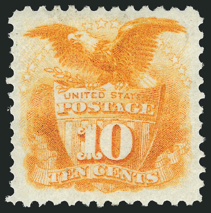 Value of US Stamp Scott Catalogue 127 - 1875 10c Pictorial Re-issue Shield Eagle. Robert Siegel Auction Galleries, Feb 2010, Sale 983, Lot 87