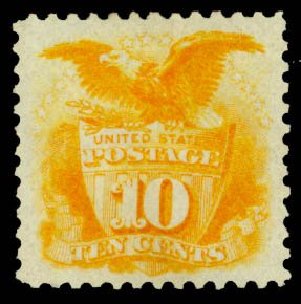 US Stamp Value Scott Cat. #127 - 10c 1875 Pictorial Re-issue Shield Eagle. Daniel Kelleher Auctions, Oct 2014, Sale 660, Lot 2158