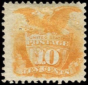 Values of US Stamps Scott Catalog # 127: 10c 1875 Pictorial Re-issue Shield Eagle. Regency-Superior, Nov 2014, Sale 108, Lot 308