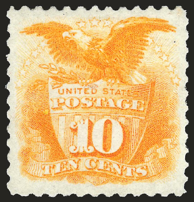 Costs of US Stamp Scott Catalogue 127 - 10c 1875 Pictorial Re-issue Shield Eagle. Robert Siegel Auction Galleries, Jun 2010, Sale 992, Lot 2198