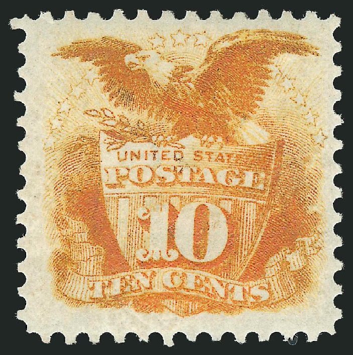 US Stamps Values Scott Catalogue 127 - 10c 1875 Pictorial Re-issue Shield Eagle. Robert Siegel Auction Galleries, Nov 2013, Sale 1061, Lot 3559