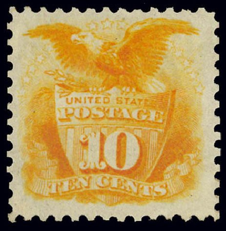 US Stamps Prices Scott Catalogue #127 - 1875 10c Pictorial Re-issue Shield Eagle. Daniel Kelleher Auctions, Feb 2013, Sale 634, Lot 101