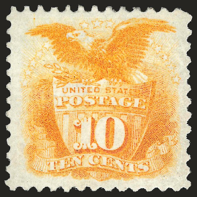 Costs of US Stamp Scott Catalog 127 - 1875 10c Pictorial Re-issue Shield Eagle. Robert Siegel Auction Galleries, Jan 2009, Sale 968, Lot 164