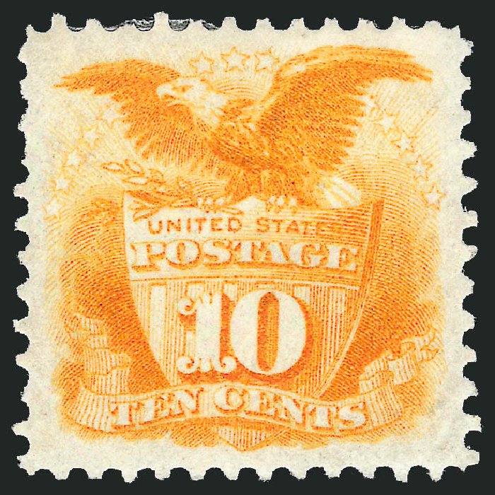 US Stamps Prices Scott Catalog 127: 10c 1875 Pictorial Re-issue Shield Eagle. Robert Siegel Auction Galleries, Mar 2012, Sale 1021, Lot 335
