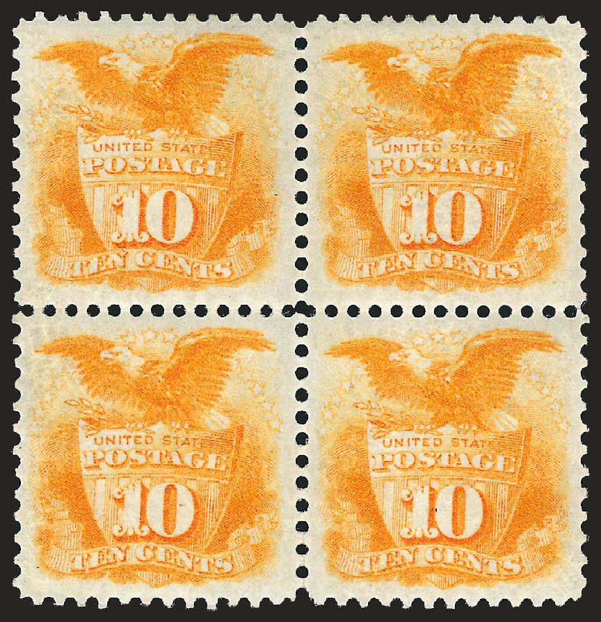 US Stamps Value Scott Catalogue # 127: 10c 1875 Pictorial Re-issue Shield Eagle. Robert Siegel Auction Galleries, Jan 2009, Sale 968, Lot 165