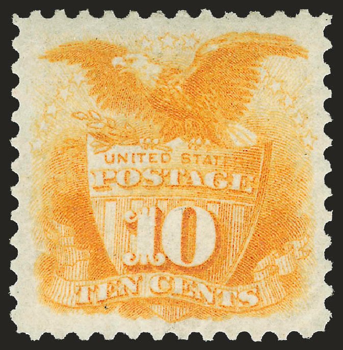 US Stamps Value Scott Cat. 127: 10c 1875 Pictorial Re-issue Shield Eagle. Robert Siegel Auction Galleries, Sep 2009, Sale 976, Lot 1492