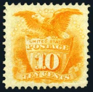Costs of US Stamps Scott # 127: 10c 1875 Pictorial Re-issue Shield Eagle. Harmer-Schau Auction Galleries, Oct 2008, Sale 79, Lot 103